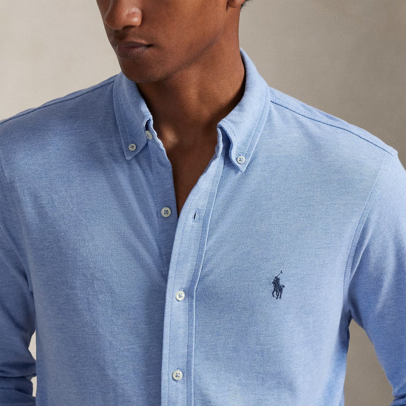 Polo Ralph Lauren Featherweight Mesh Shirt Isle Heather - The Sporting Lodge
