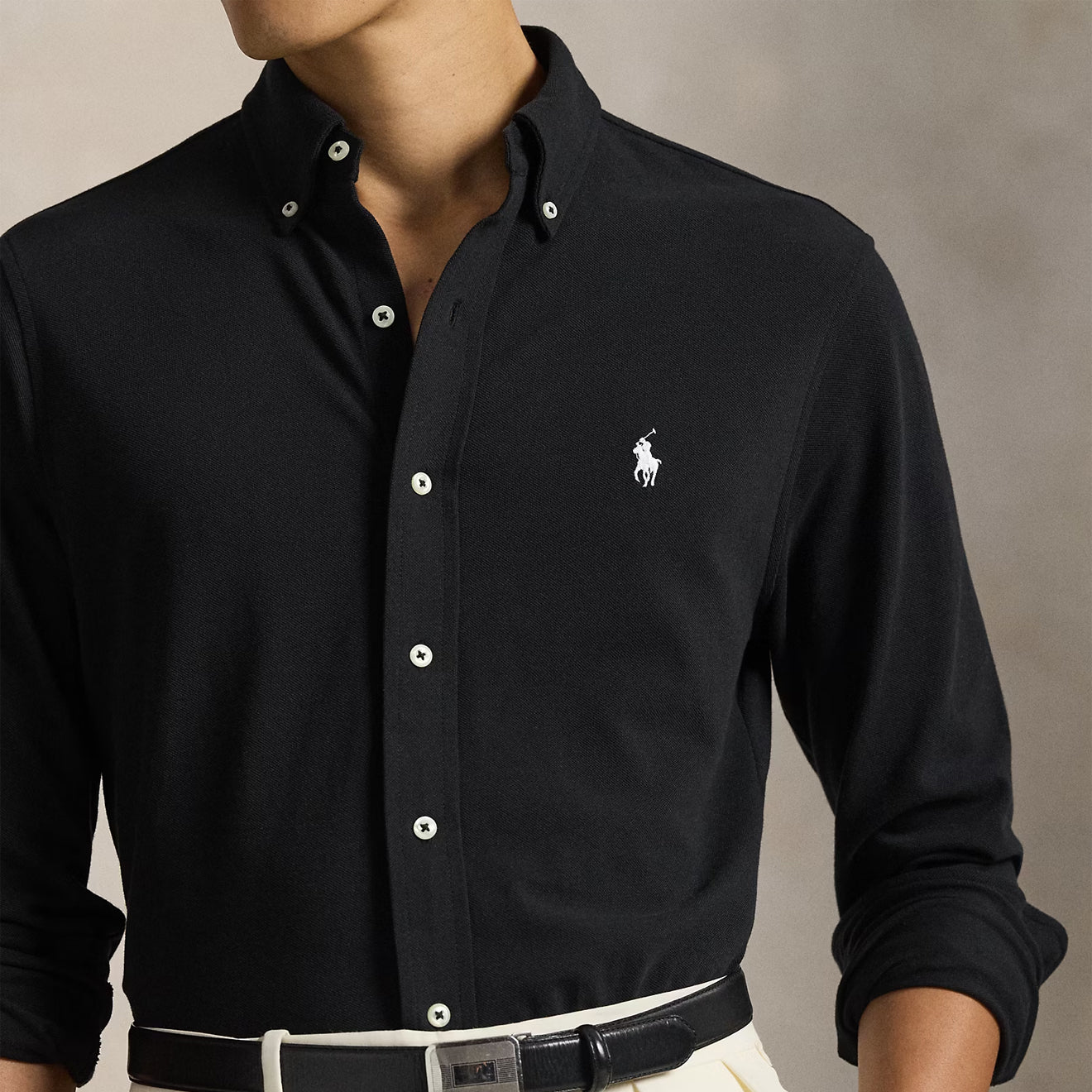 Polo Ralph Lauren Featherweight Mesh Shirt Polo Black - The Sporting Lodge