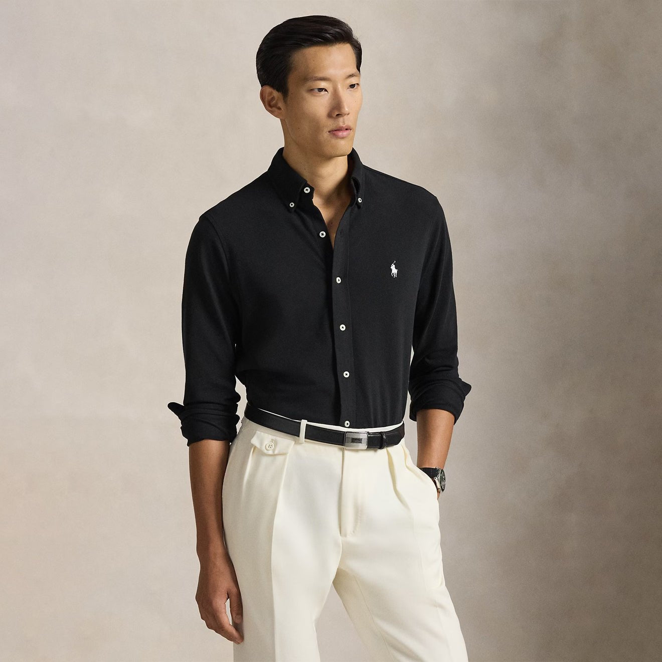 Polo Ralph Lauren Featherweight Mesh Shirt Polo Black - The Sporting Lodge