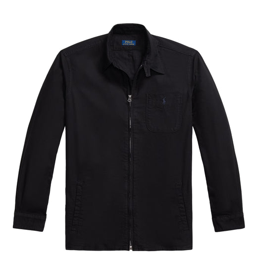 Polo Ralph Lauren Garment-Dyed Oxford Overshirt Polo Black - The Sporting Lodge