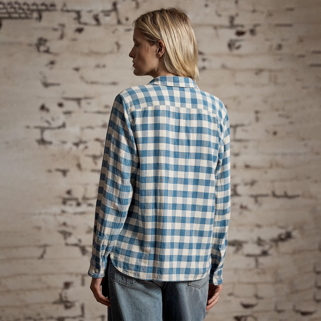 RRL by Ralph Lauren Womens Plaid Cotton-Linen Shirt Indigo/Cream - The Sporting Lodge
