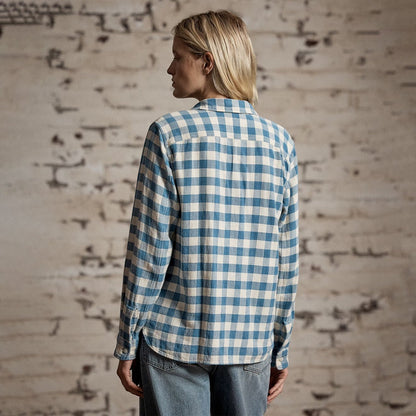 RRL by Ralph Lauren Womens Plaid Cotton-Linen Shirt Indigo/Cream - The Sporting Lodge