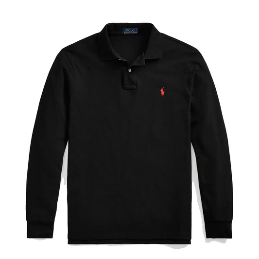 Polo Ralph Lauren L/S Custom Slim Fit Polo Black