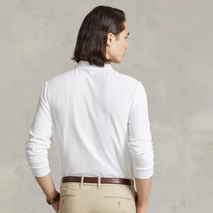 Polo Ralph Lauren L/S Custom Slim Fit Polo Shirt White - The Sporting Lodge