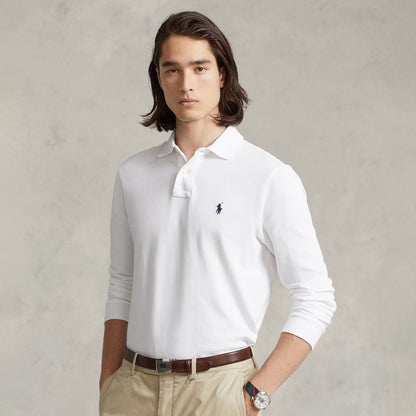 Polo Ralph Lauren L/S Custom Slim Fit Polo Shirt White - The Sporting Lodge