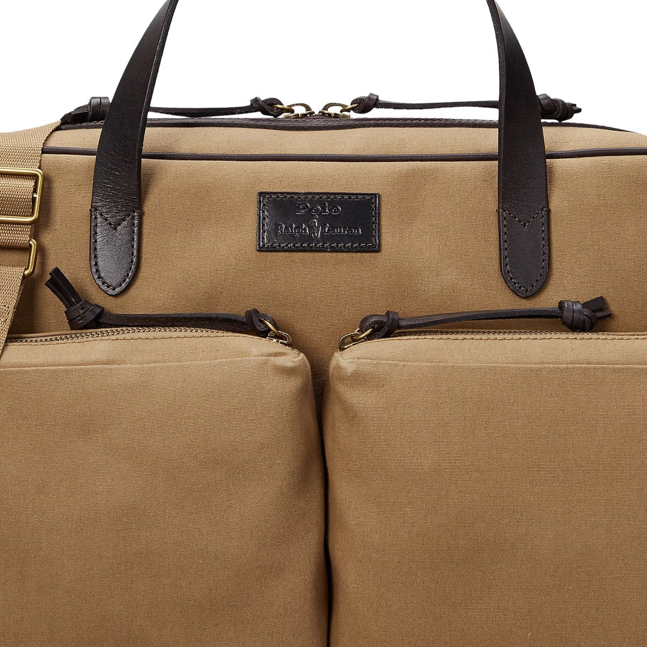 Polo Ralph Lauren Leather - Trim Canvas Commuter Bag Montana Khaki / Dark Brown
