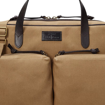 Polo Ralph Lauren Leather - Trim Canvas Commuter Bag Montana Khaki / Dark Brown