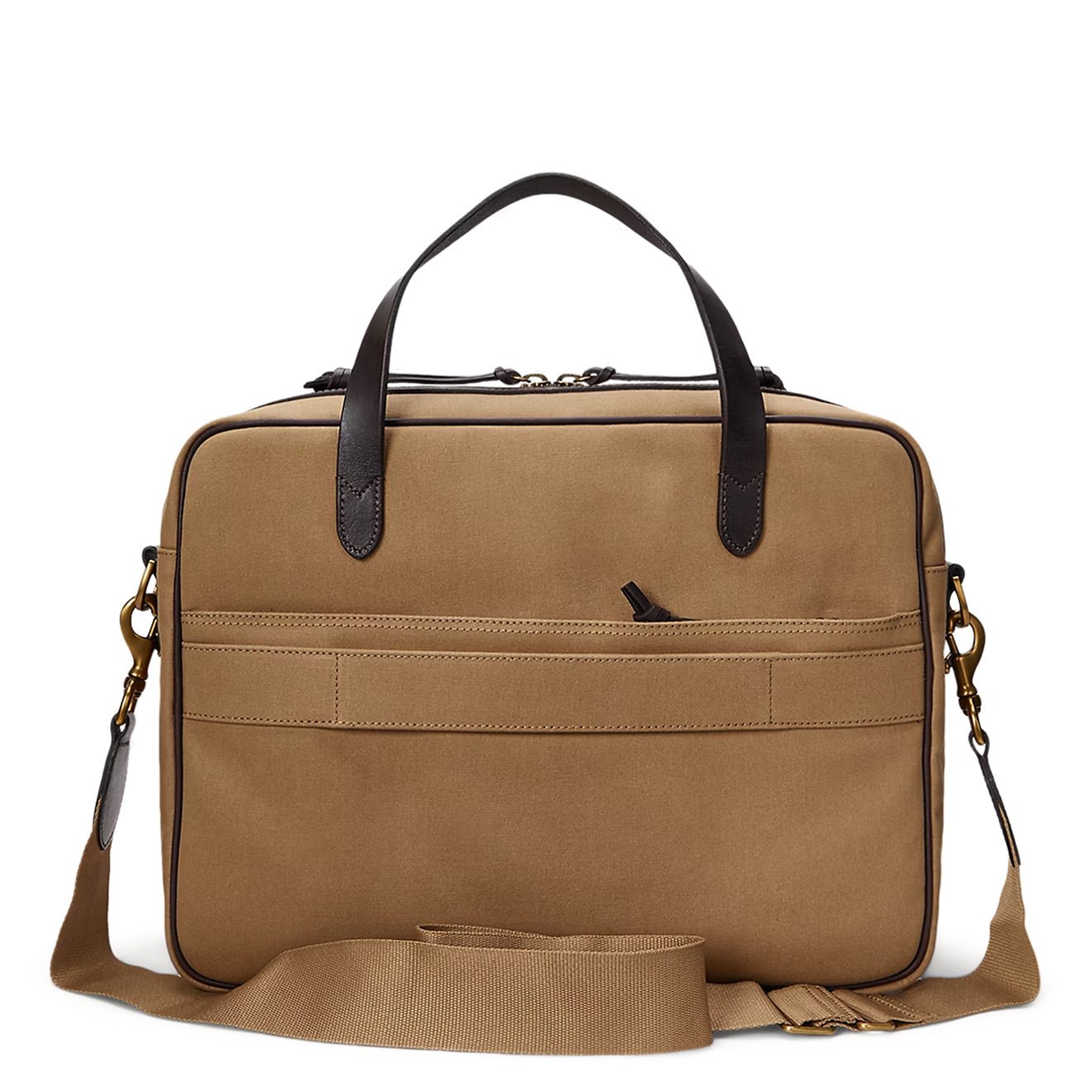Polo Ralph Lauren Leather - Trim Canvas Commuter Bag Montana Khaki / Dark Brown