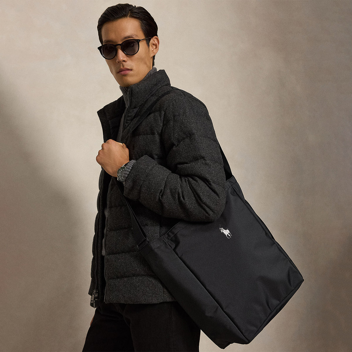 Polo Ralph Lauren Logo Trim Shopper Tote Bag Black