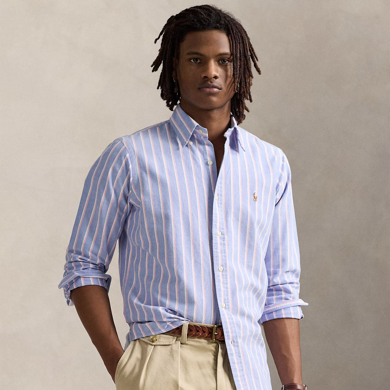 Polo Ralph Lauren Long Sleeve Sport Shirt Custom Blue / Pink - The Sporting Lodge
