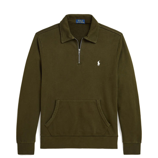 Polo Ralph Lauren Loopback Fleece Quarter-Zip Sweatshirt Dark Loden - The Sporting Lodge