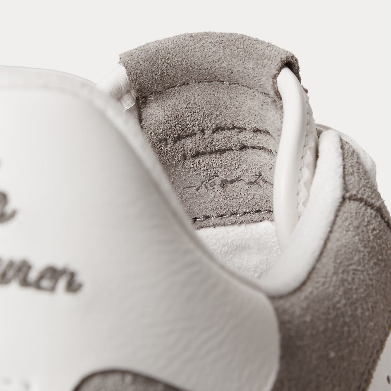 Polo Ralph Lauren Masters Court Leather Suede Trainer Earth Grey / Deckwash White