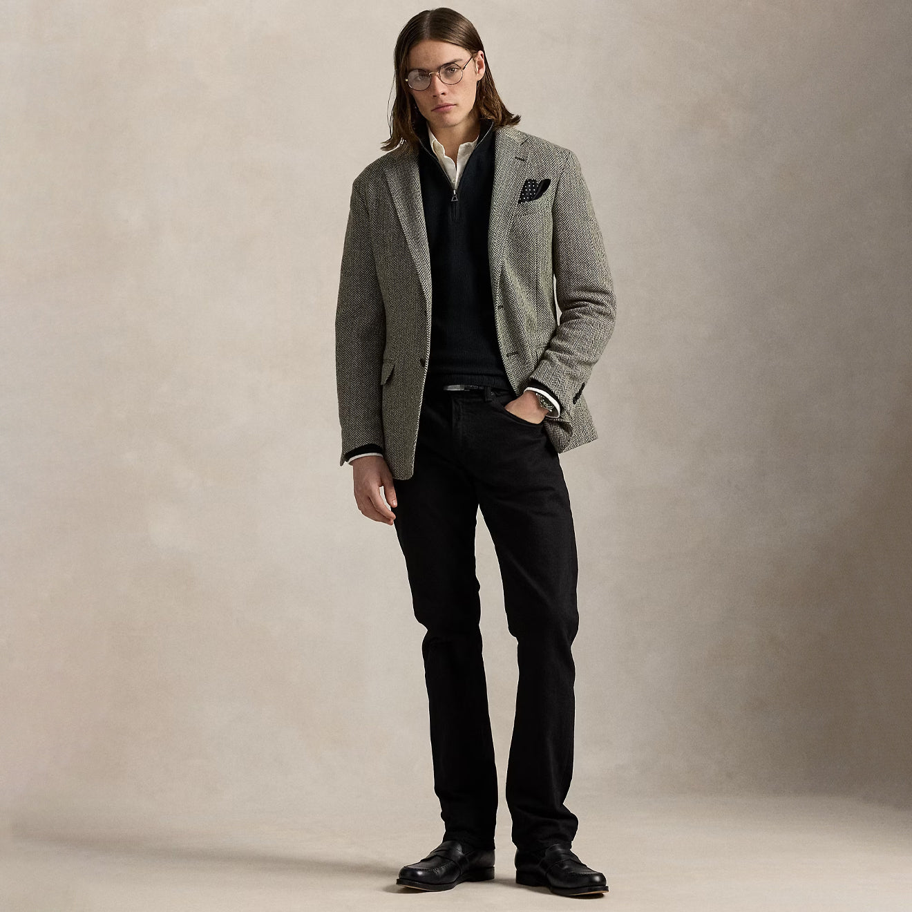 Polo Ralph Lauren Mesh-Knit Cotton Quarter-Zip Sweater Polo Black / Tonal PP - The Sporting Lodge