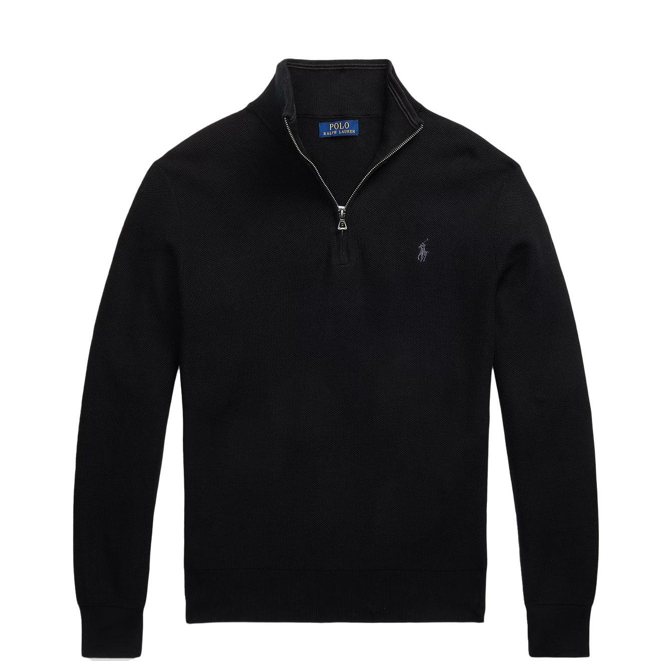 Polo Ralph Lauren Mesh-Knit Cotton Quarter-Zip Sweater Polo Black