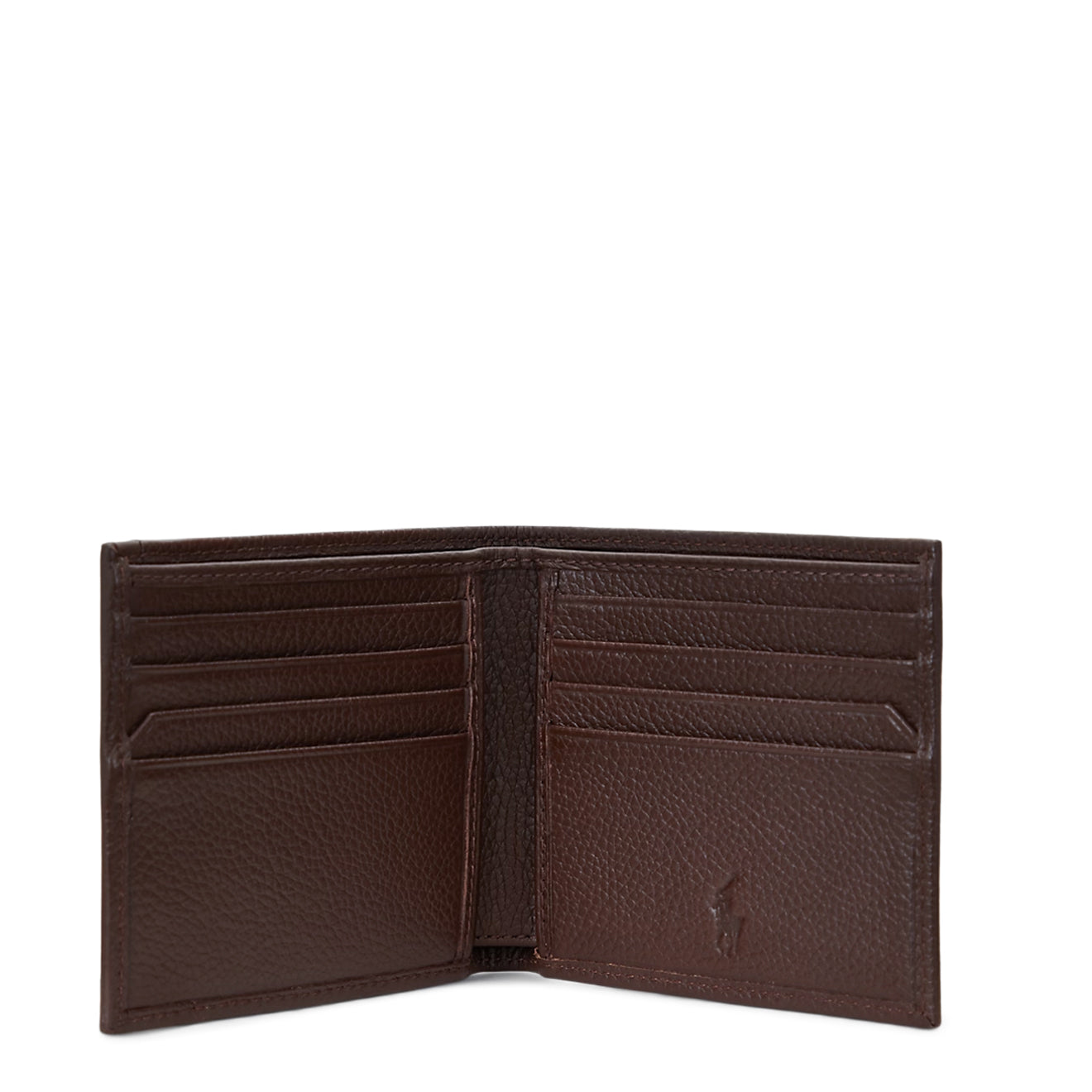Polo Ralph Lauren Pebbled Leather Billfold Wallet Dark Brown