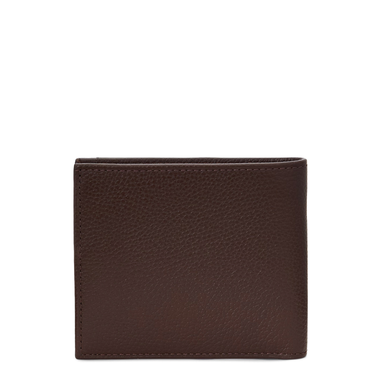 Polo Ralph Lauren Pebbled Leather Billfold Wallet Dark Brown
