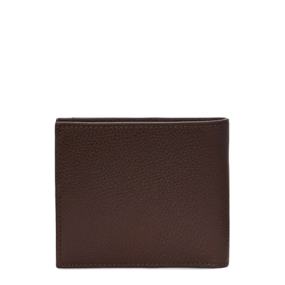 Polo Ralph Lauren Pebbled Leather Billfold Wallet Dark Brown