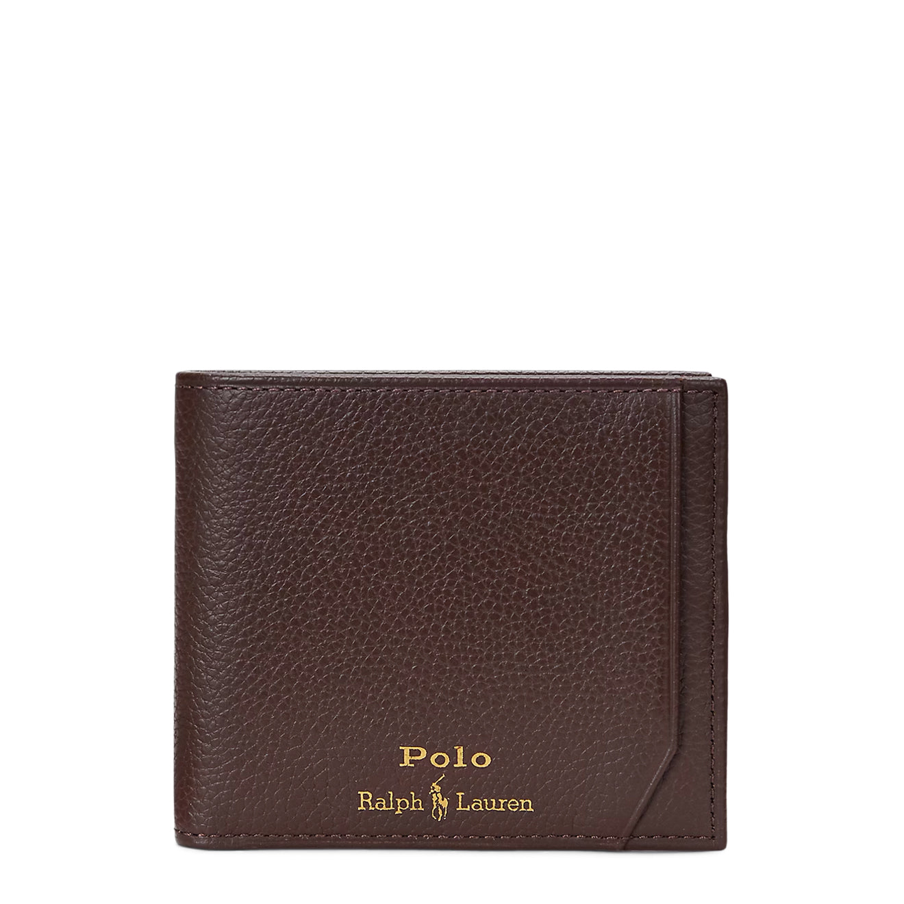 Polo Ralph Lauren Pebbled Leather Billfold Wallet Dark Brown