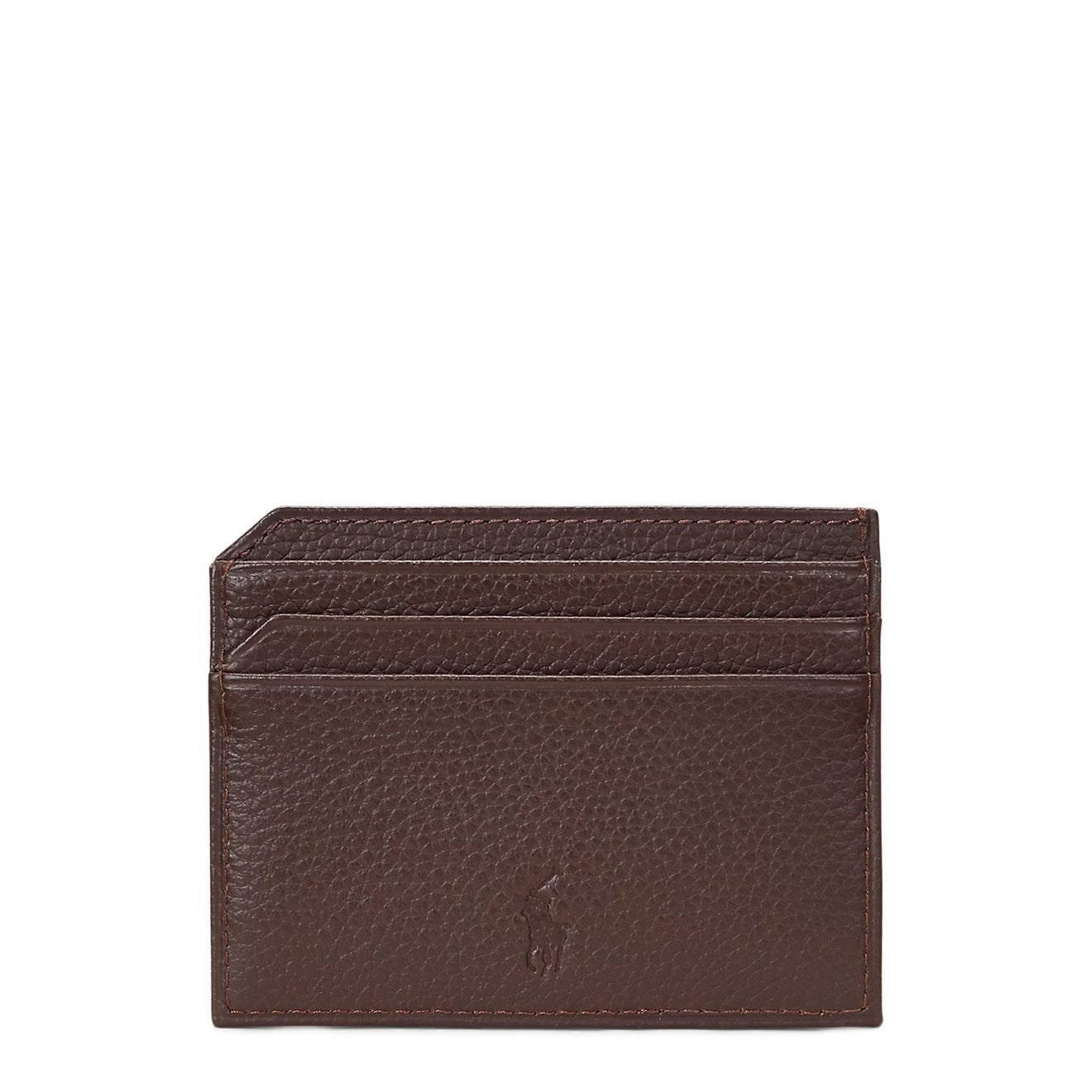 Polo Ralph Lauren Pebbled Leather Card Case Dark Brown