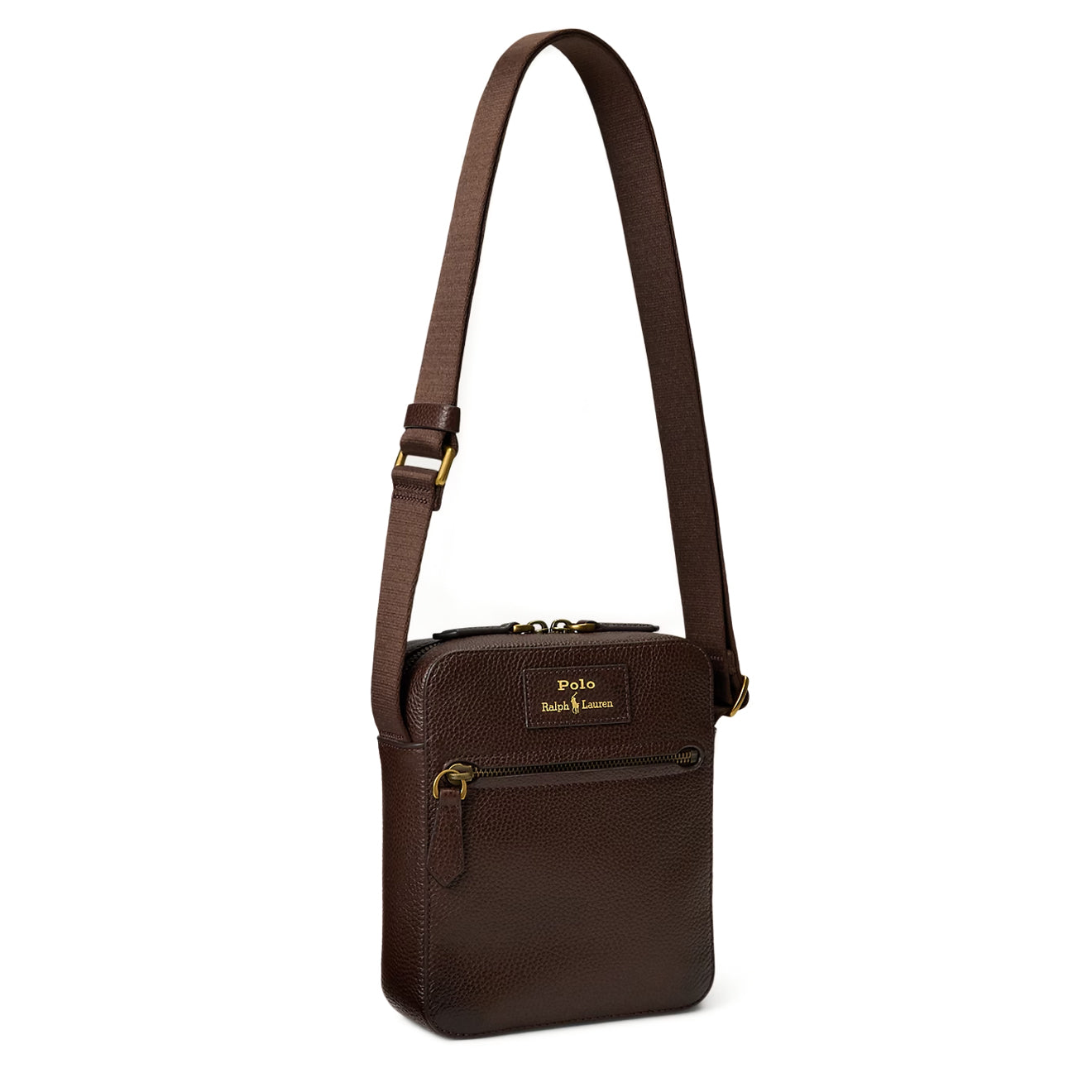 Polo Ralph Lauren Pebbled Leather Crossbody Bag Dark Brown