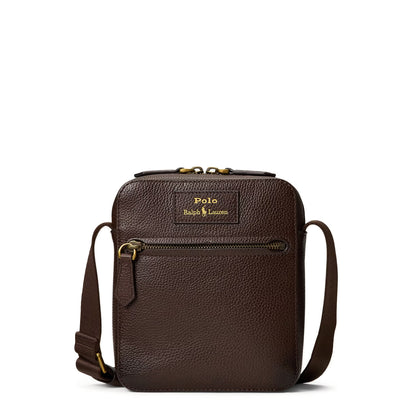 Polo Ralph Lauren Pebbled Leather Crossbody Bag Dark Brown