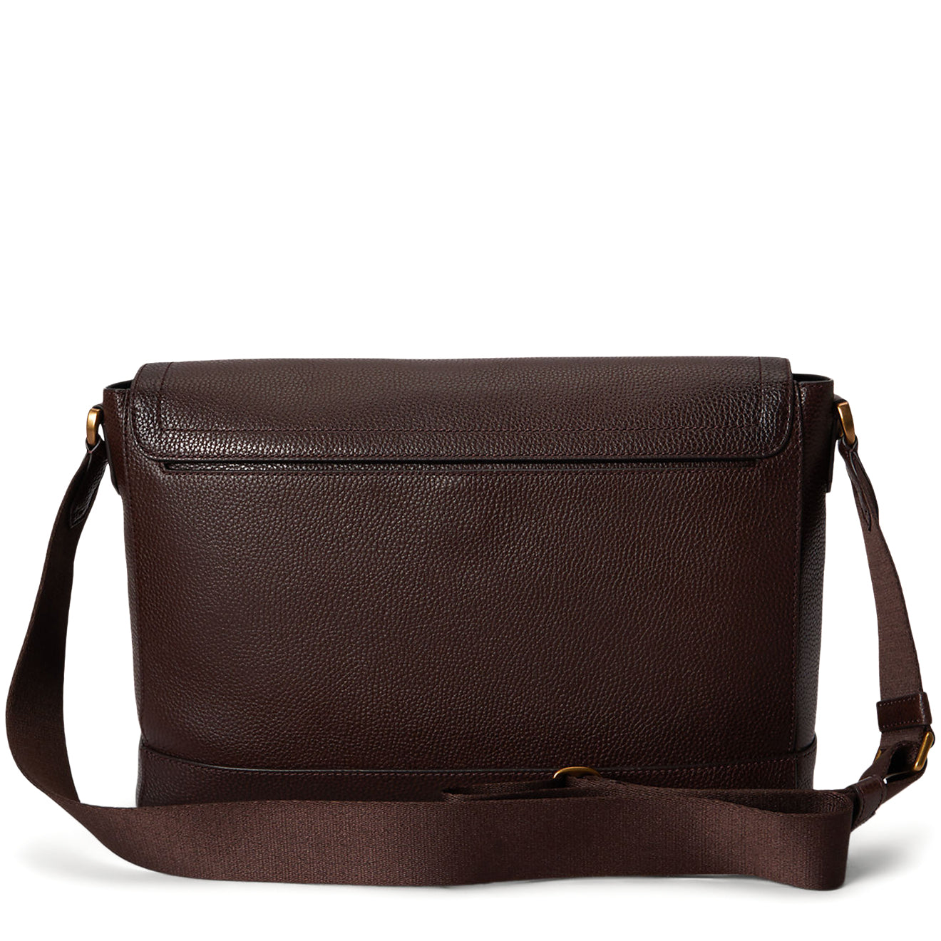 Polo Ralph Lauren Pebbled Leather Messenger Bag Dark Brown