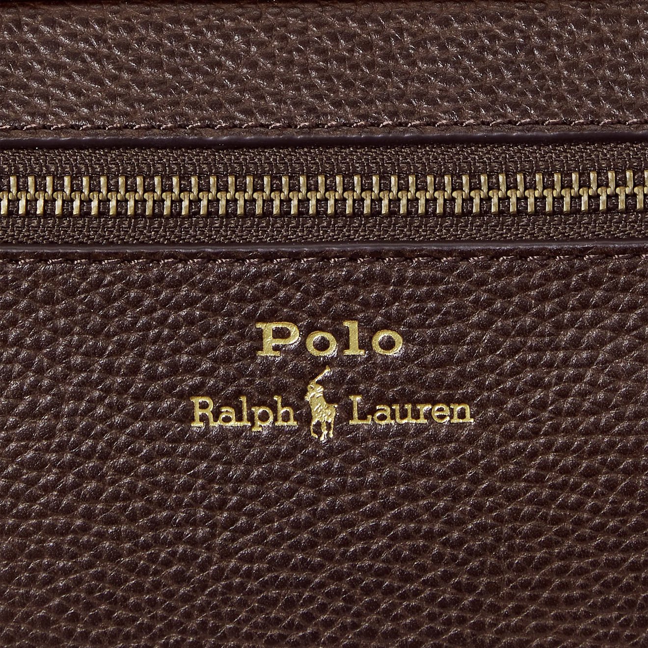 Polo Ralph Lauren Pebbled Leather Travel Case Dark Brown