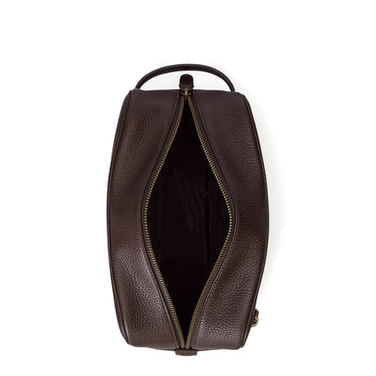 Polo Ralph Lauren Pebbled Leather Travel Case Dark Brown