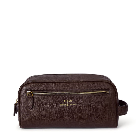 Polo Ralph Lauren Pebbled Leather Travel Case Dark Brown