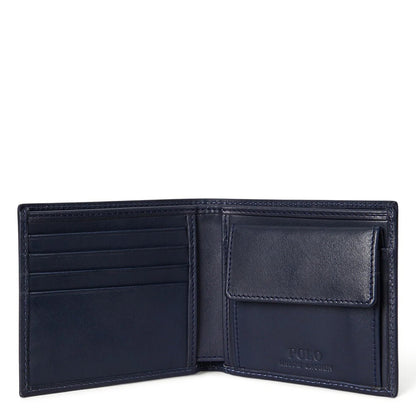 Polo Ralph Lauren Polo Bear Leather Billfold Coin Wallet Newport Navy