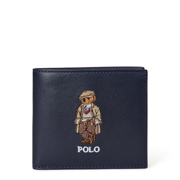 Polo Ralph Lauren Polo Bear Leather Billfold Coin Wallet Newport Navy ...
