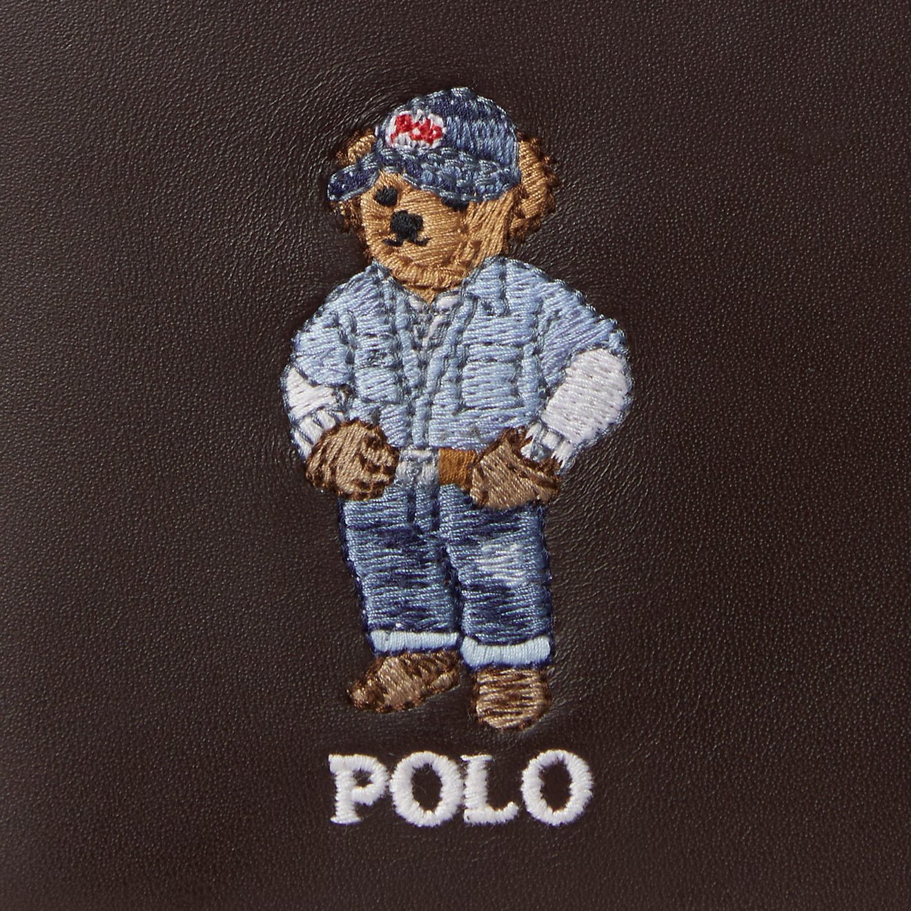 Polo Ralph Lauren Polo Bear Leather Billfold Wallet Dark Brown