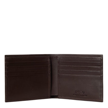 Polo Ralph Lauren Polo Bear Leather Billfold Wallet Dark Brown