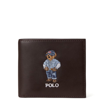 Polo Ralph Lauren Polo Bear Leather Billfold Wallet Dark Brown