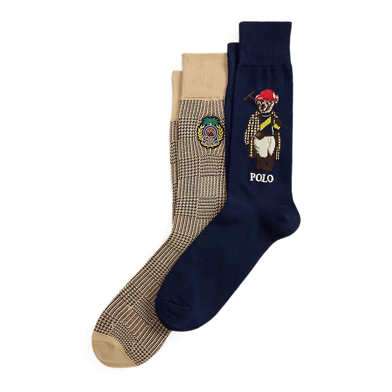 Polo Ralph Lauren Polo Bear & Crest Trouser Socks 2-Pack Navy / Beige - The Sporting Lodge