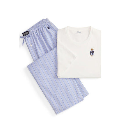 Polo Ralph Lauren Polo Bear / Plaid Cotton Sleep Set Andrew Stripe / White - The Sporting Lodge