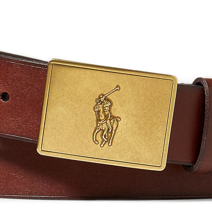Polo Ralph Lauren Pony Plaque Leather Belt Brown