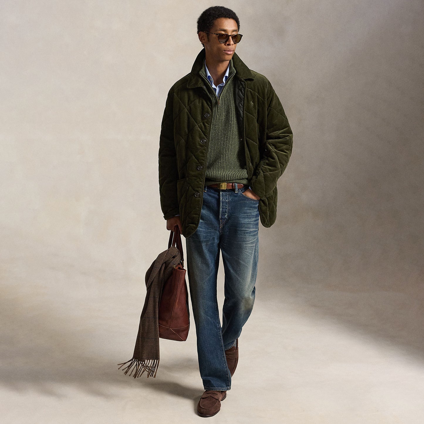 Polo Ralph Lauren Quilted Corduroy Barn Coat Company Olive