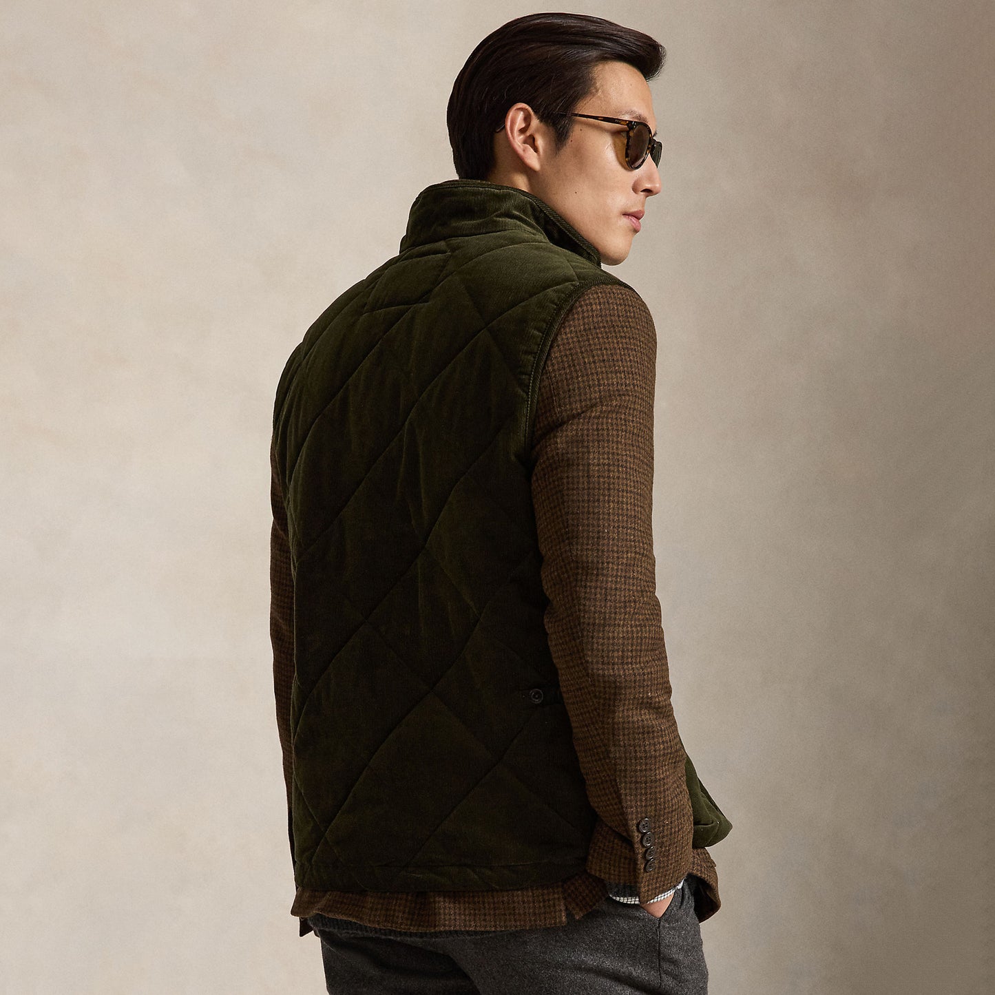 Polo Ralph Lauren Quilted Corduroy Gilet Company Olive