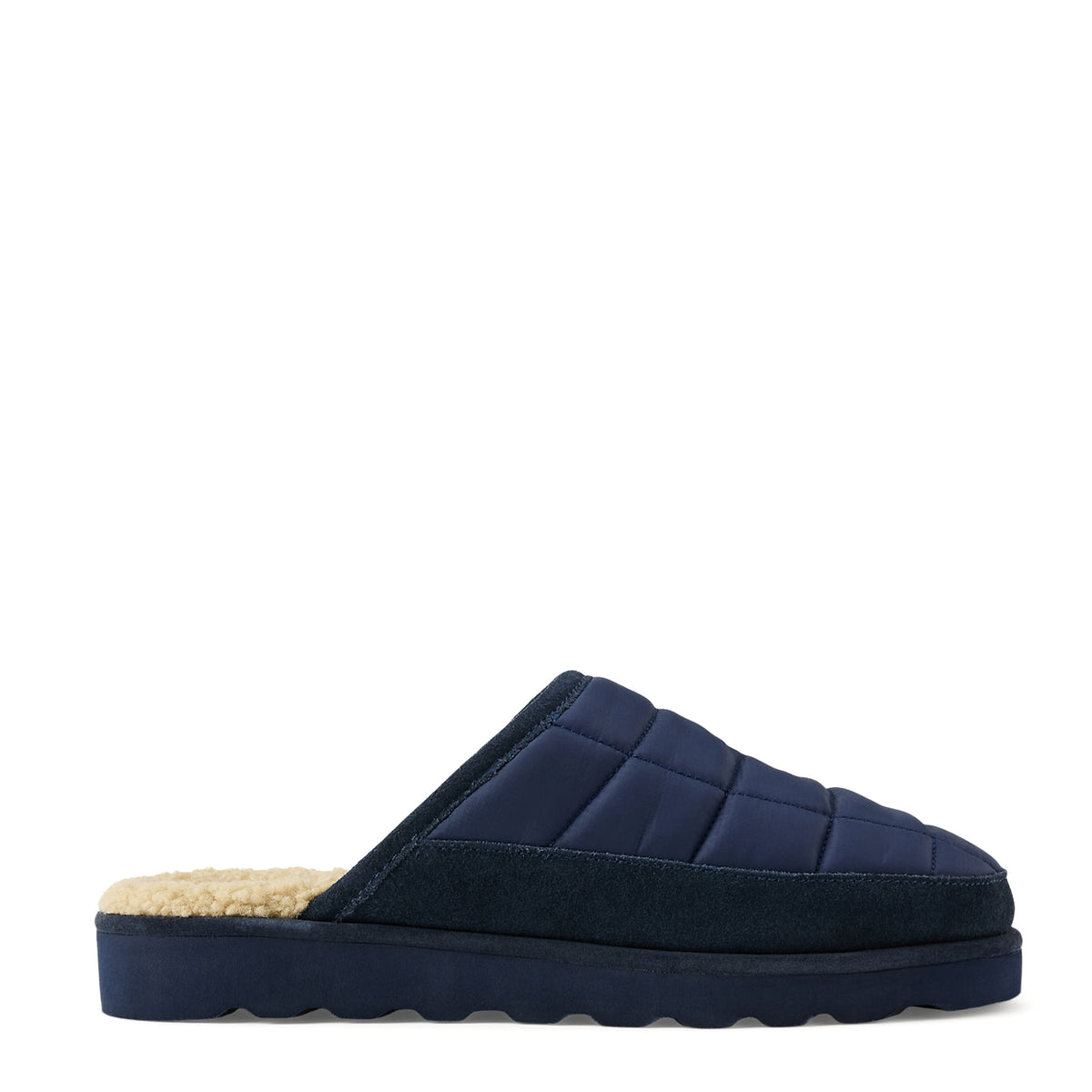 Polo Ralph Lauren Reade Suede Trim Quilted Scuff Slipper Navy Nylon / Navy Suede / Red