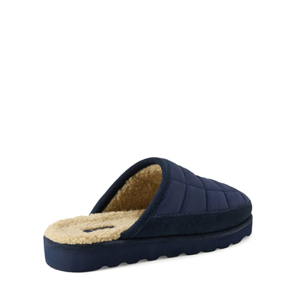 Polo Ralph Lauren Reade Suede Trim Quilted Scuff Slipper Navy Nylon / Navy Suede / Red