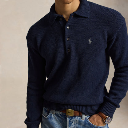 Polo Ralph Lauren Relaxed Cable Cotton Polo Sweater Hunter Navy