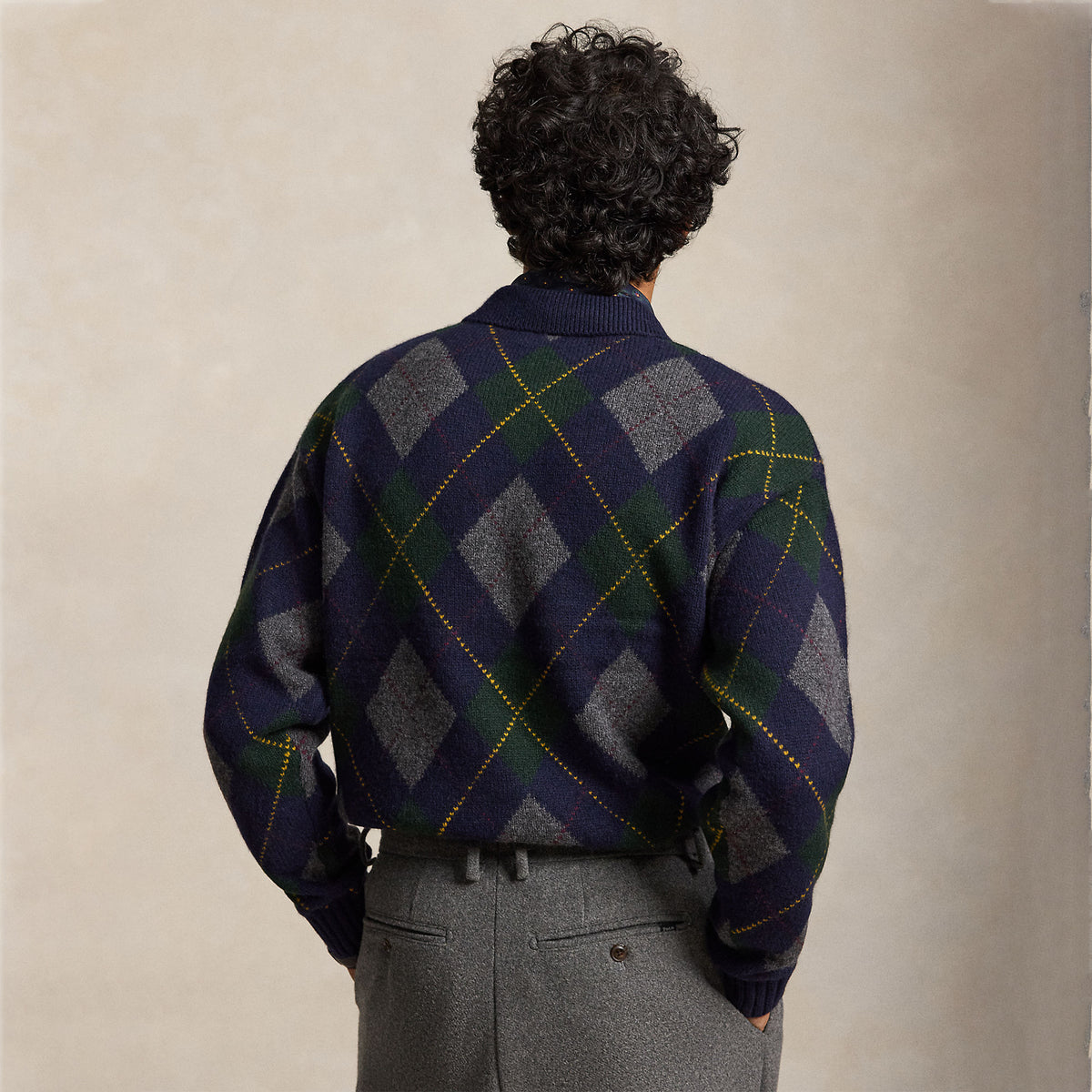 Polo Ralph Lauren Relaxed Fit Argyle Wool-Mohair Jumper Navy Multi