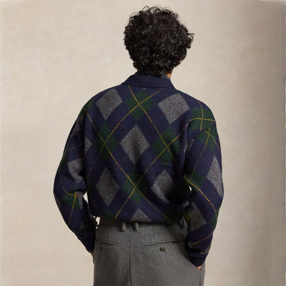 Polo Ralph Lauren Relaxed Fit Argyle Wool-Mohair Jumper Navy Multi