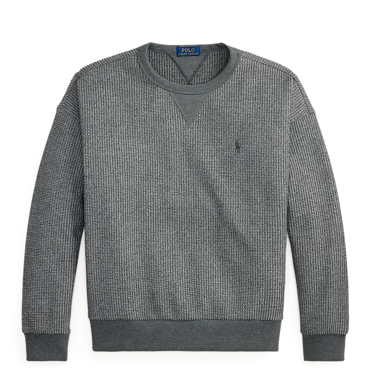 Polo Ralph Lauren Relaxed Fit Waffle Knit Sweatshirt Fortress Grey Heather