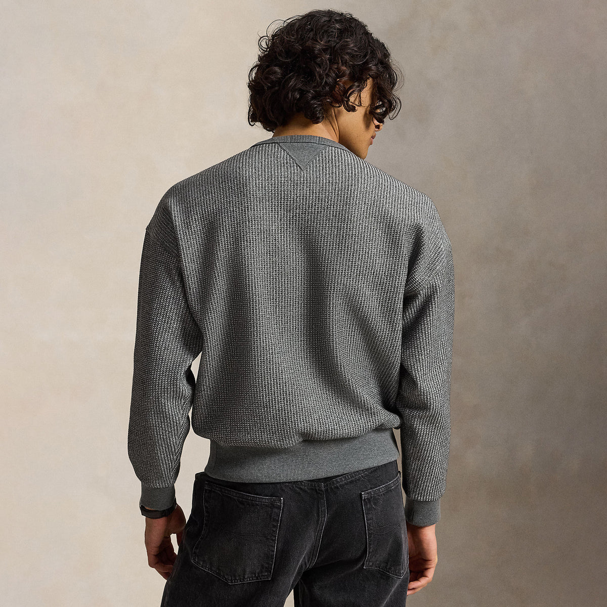 Polo Ralph Lauren Relaxed Fit Waffle Knit Sweatshirt Fortress Grey Heather