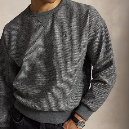 Polo Ralph Lauren Relaxed Fit Waffle Knit Sweatshirt Fortress Grey Heather