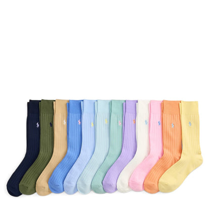 Polo Ralph Lauren Ribbed Trouser Sock 12-Pack Gift Set Pastel - The Sporting Lodge