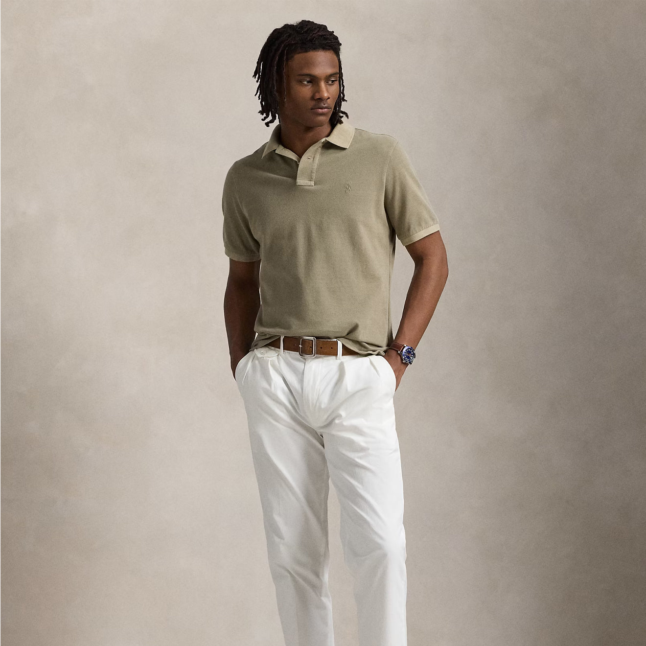 Polo Ralph Lauren Short Sleeve Polo Shirt Custom Slim Olive