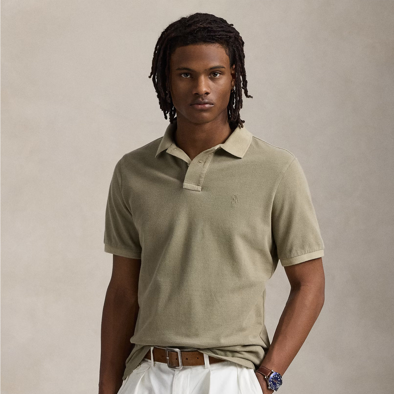 Polo Ralph Lauren Short Sleeve Polo Shirt Custom Slim Olive